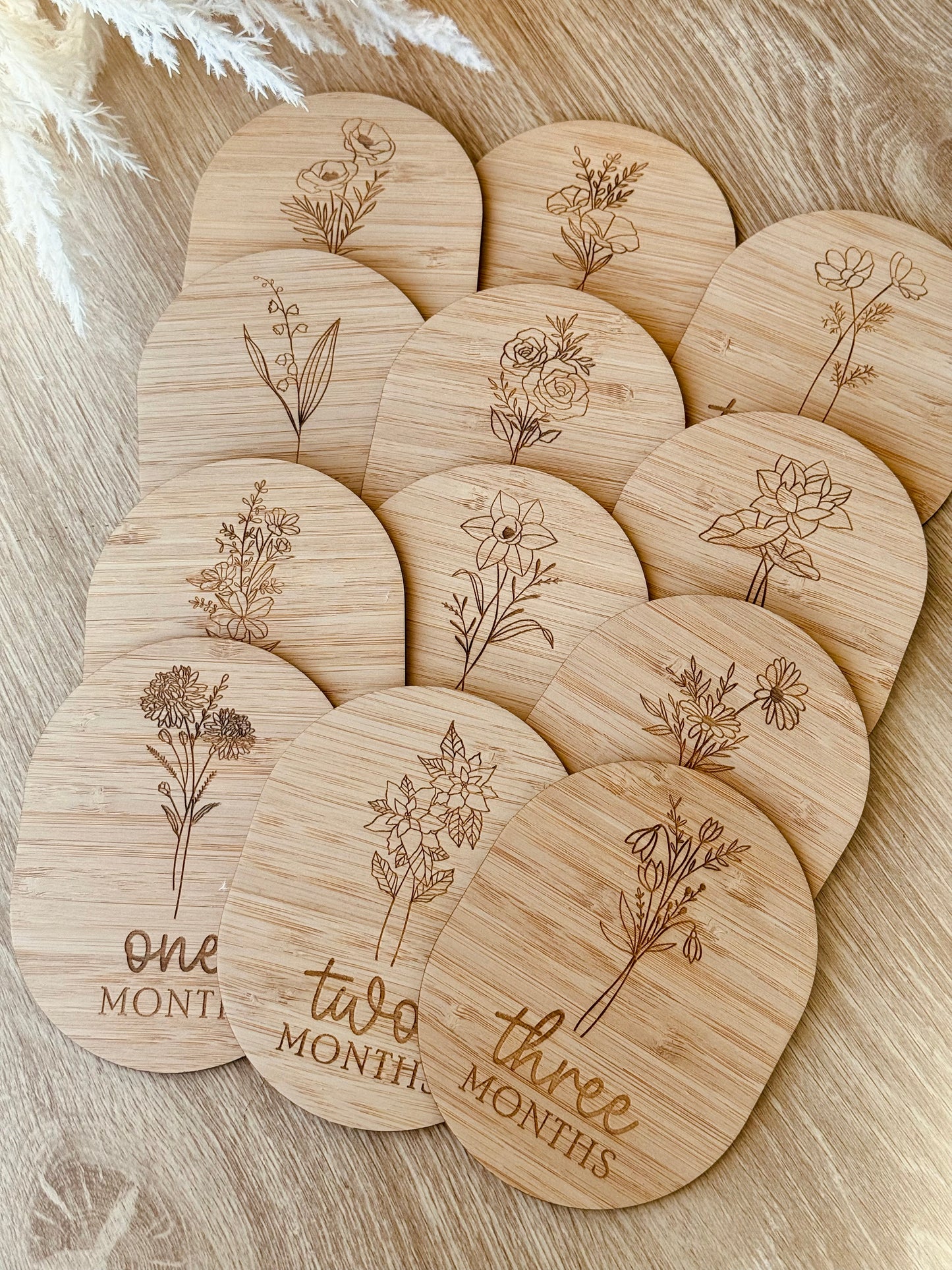 Milestones - Oval Birth Flowers