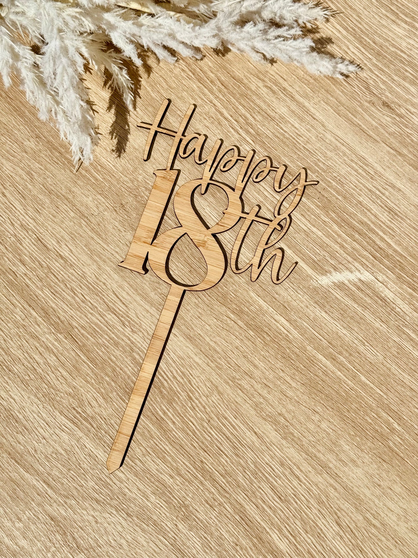Cake Topper - Wooden 18th