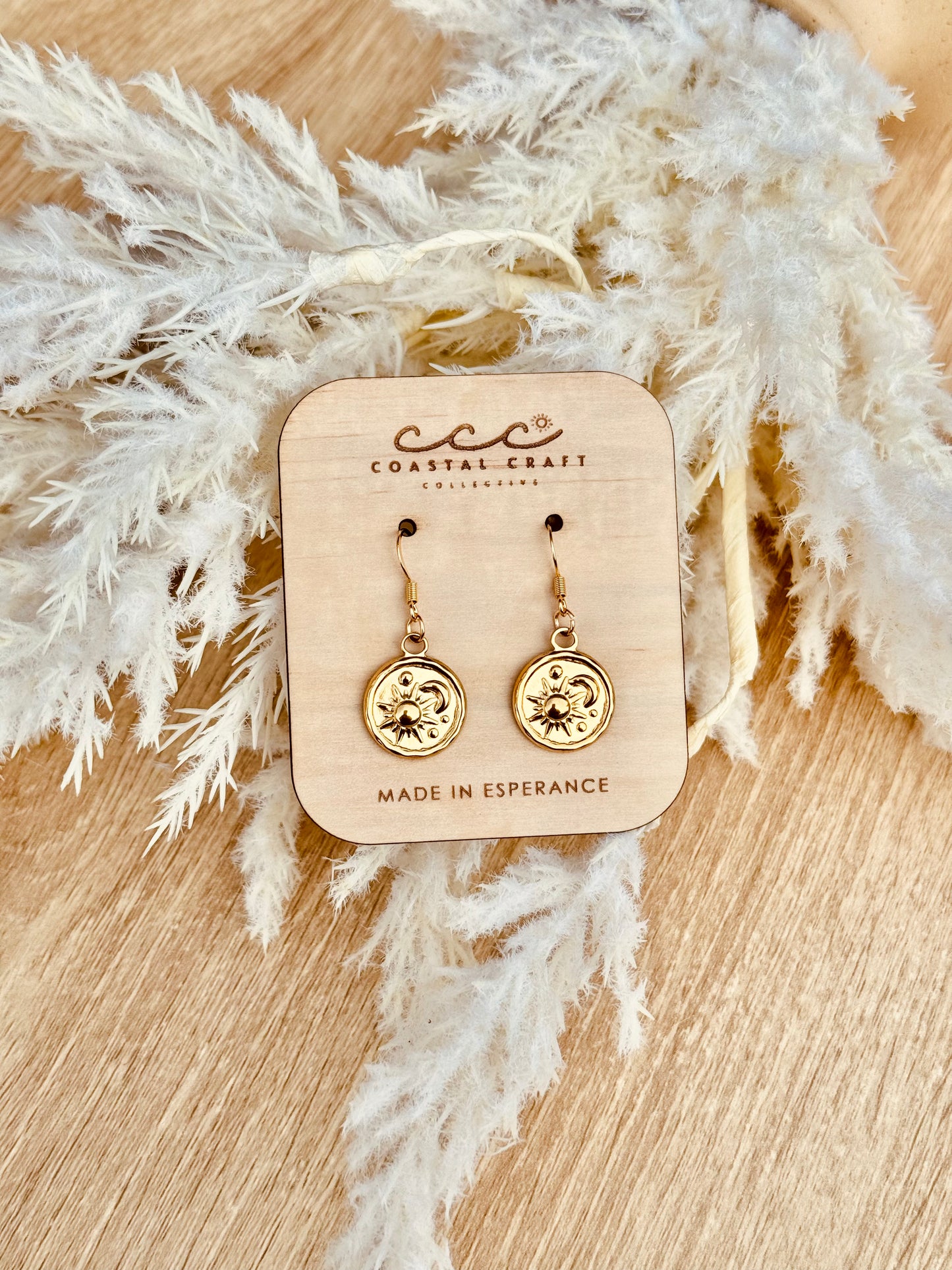 Full Circle Moon and Sun Drop Earring