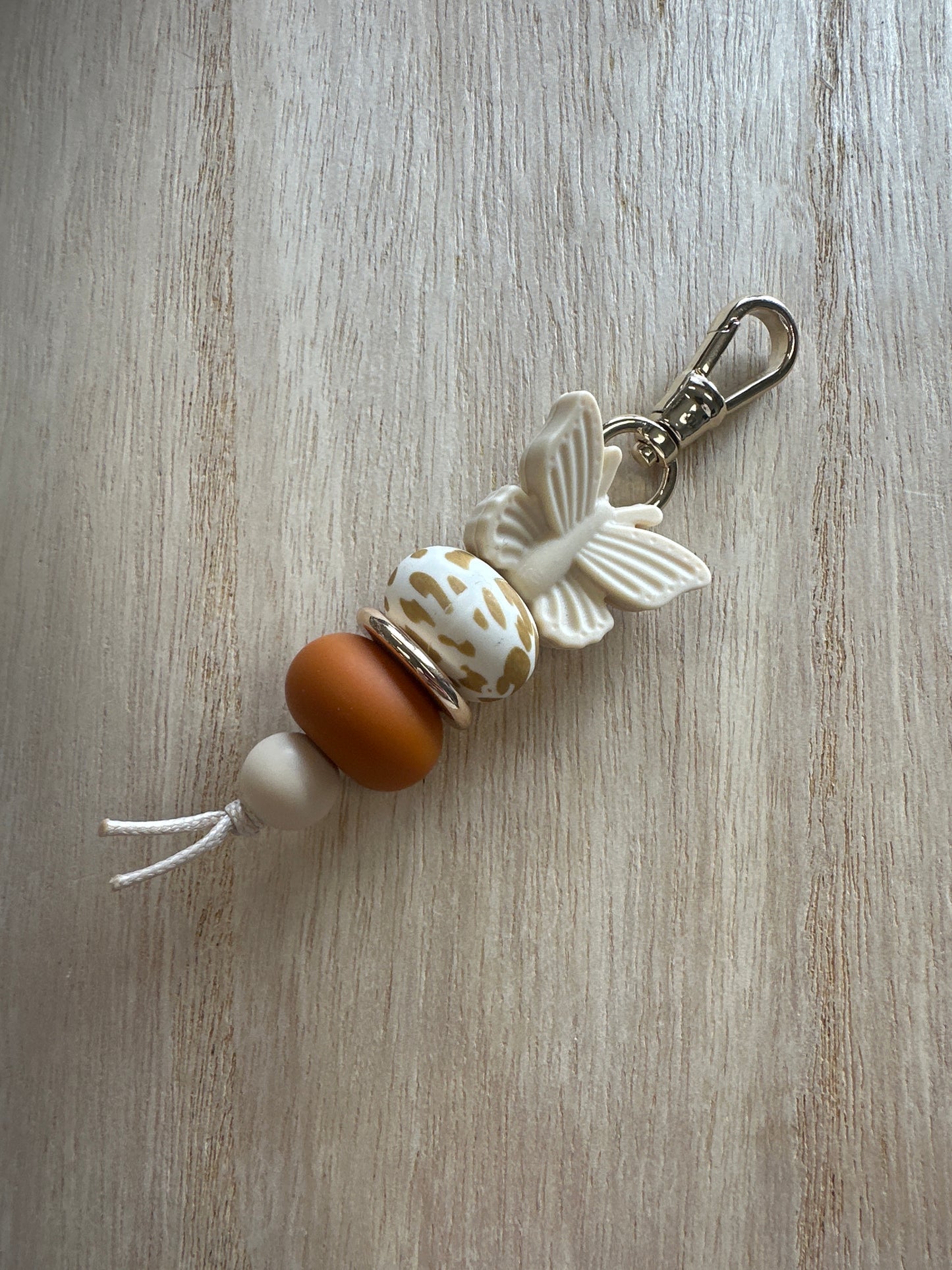 Key Chain - Butterfly Tan With Brown Cow Pattern