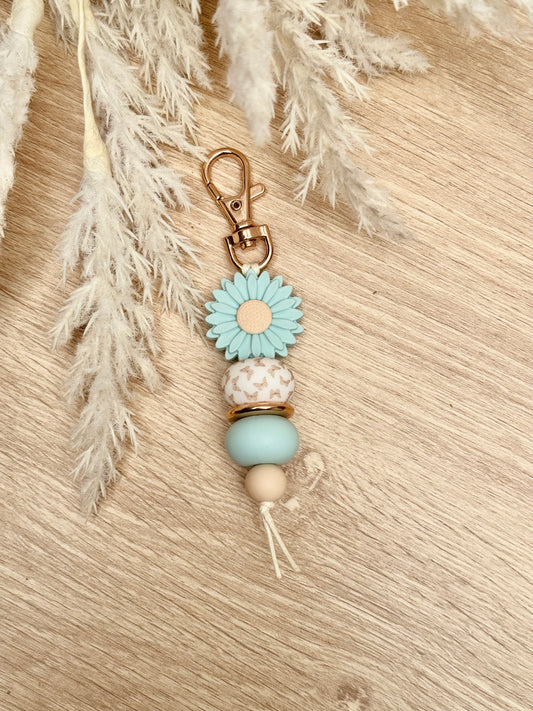 Key Chain - Sea Glass Daisy with butterfly