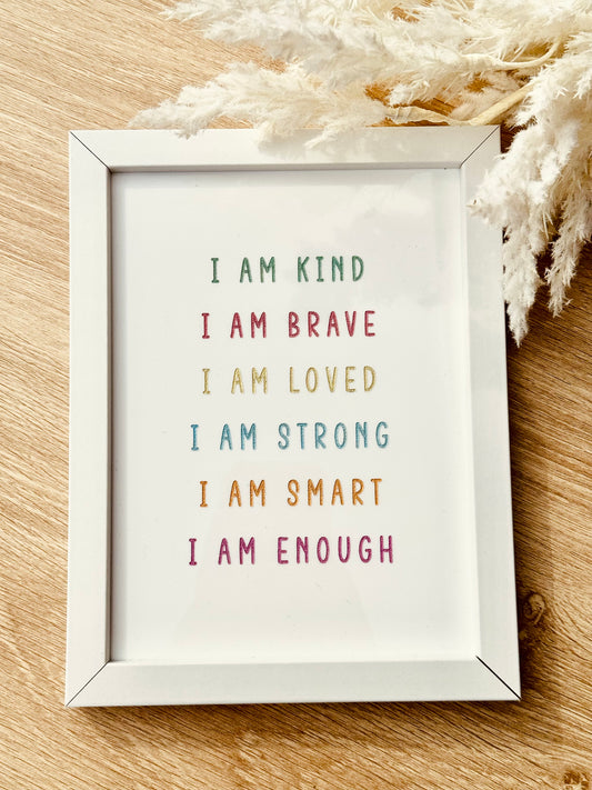 White Affirmation Frame - Colour Engraved