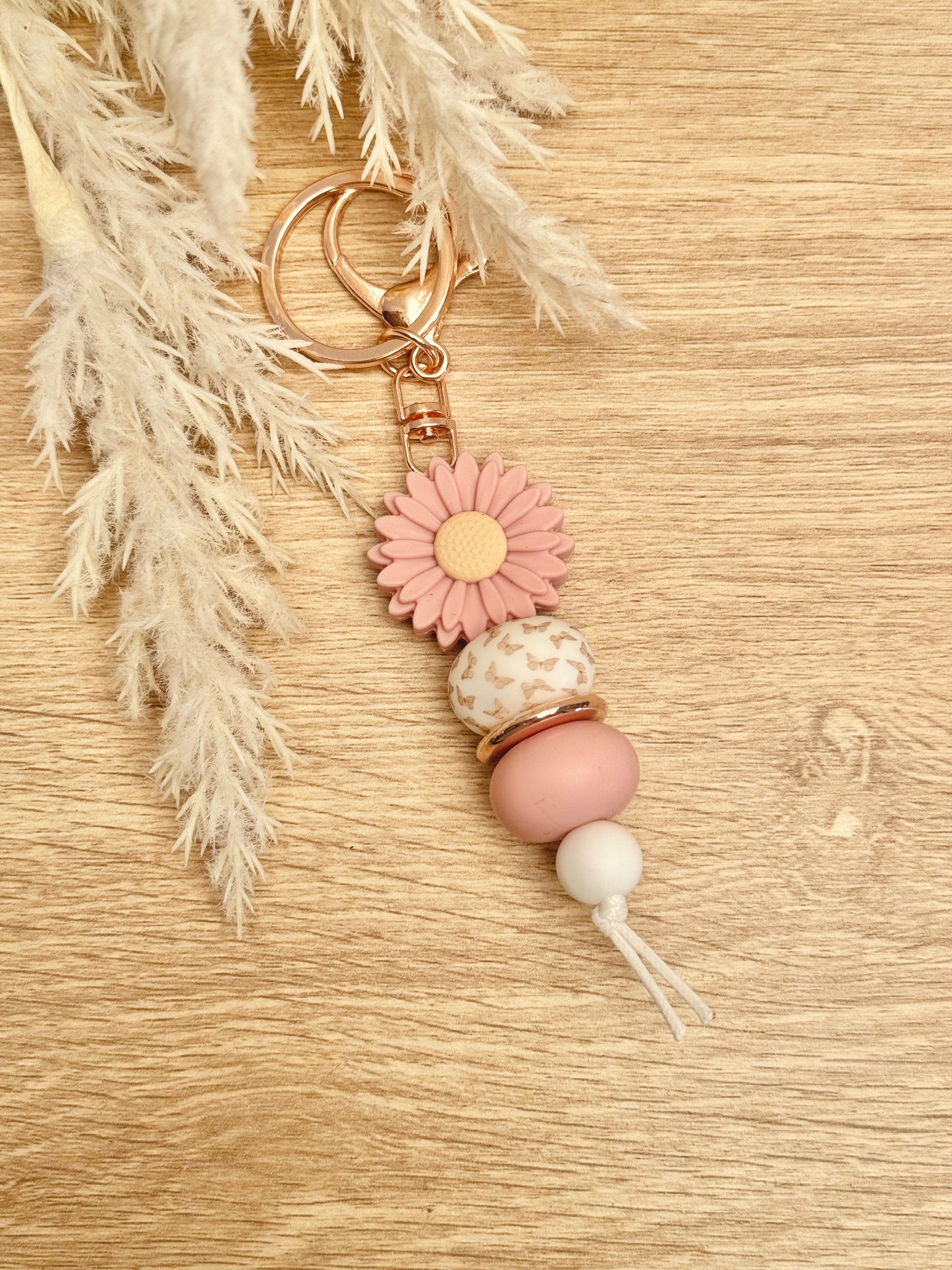 Key Chain - Blush Pink/Cream Daisy