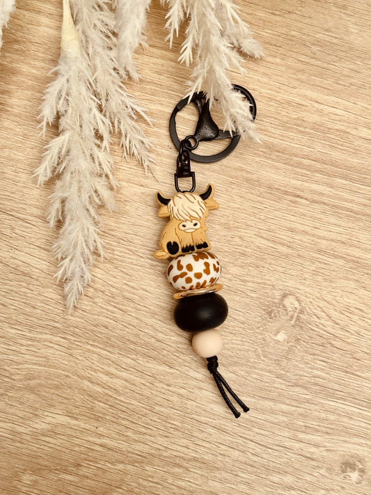 Key Chain - Highland Cow Black