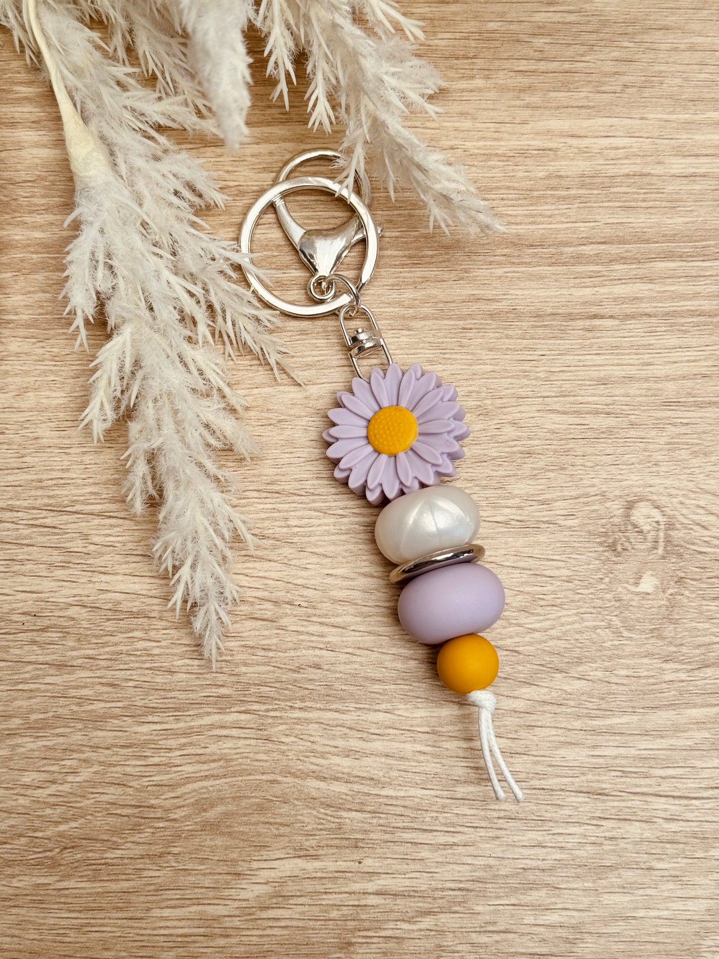 Key Chain - Purple/Mustard Daisy