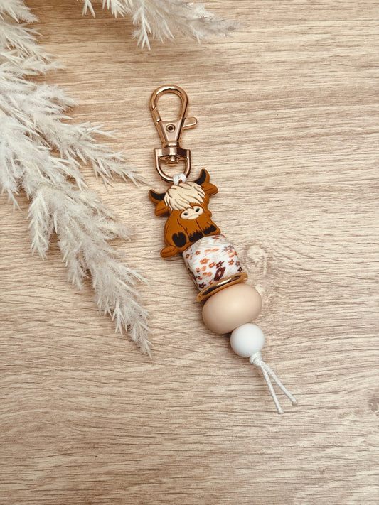 Key Chain - Highland Cow Floral