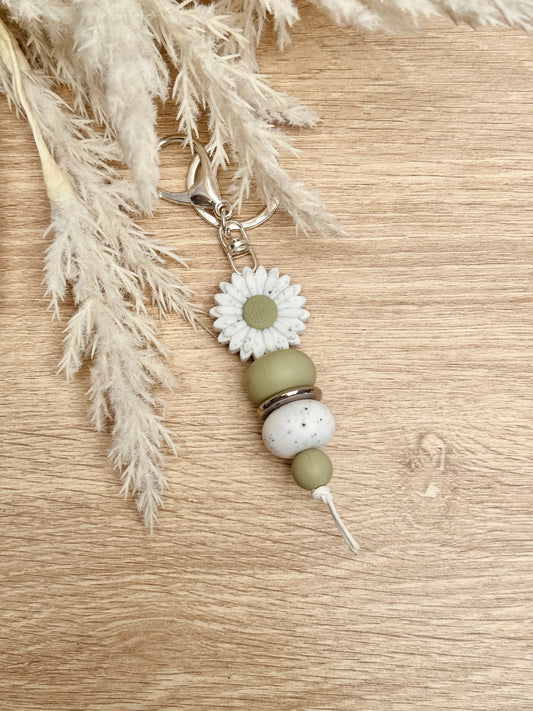 Key Chain - Speckled Green Daisy