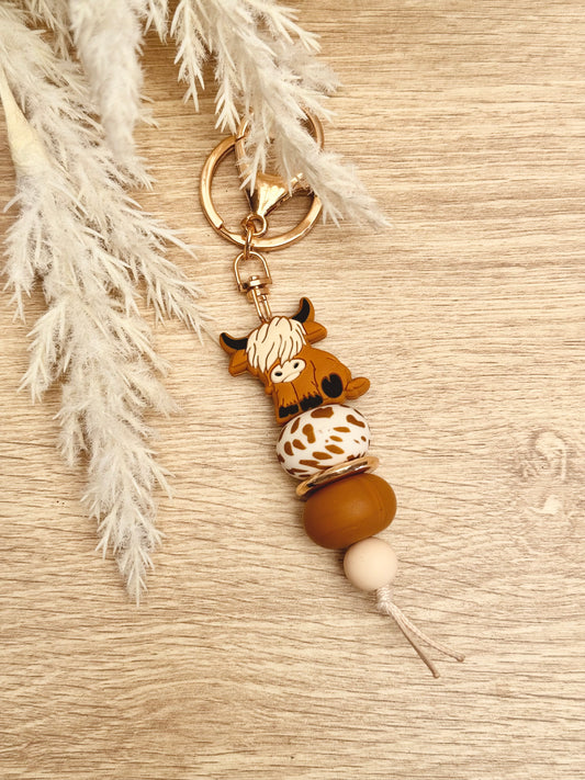 Key Chain - Highland Cow Tan