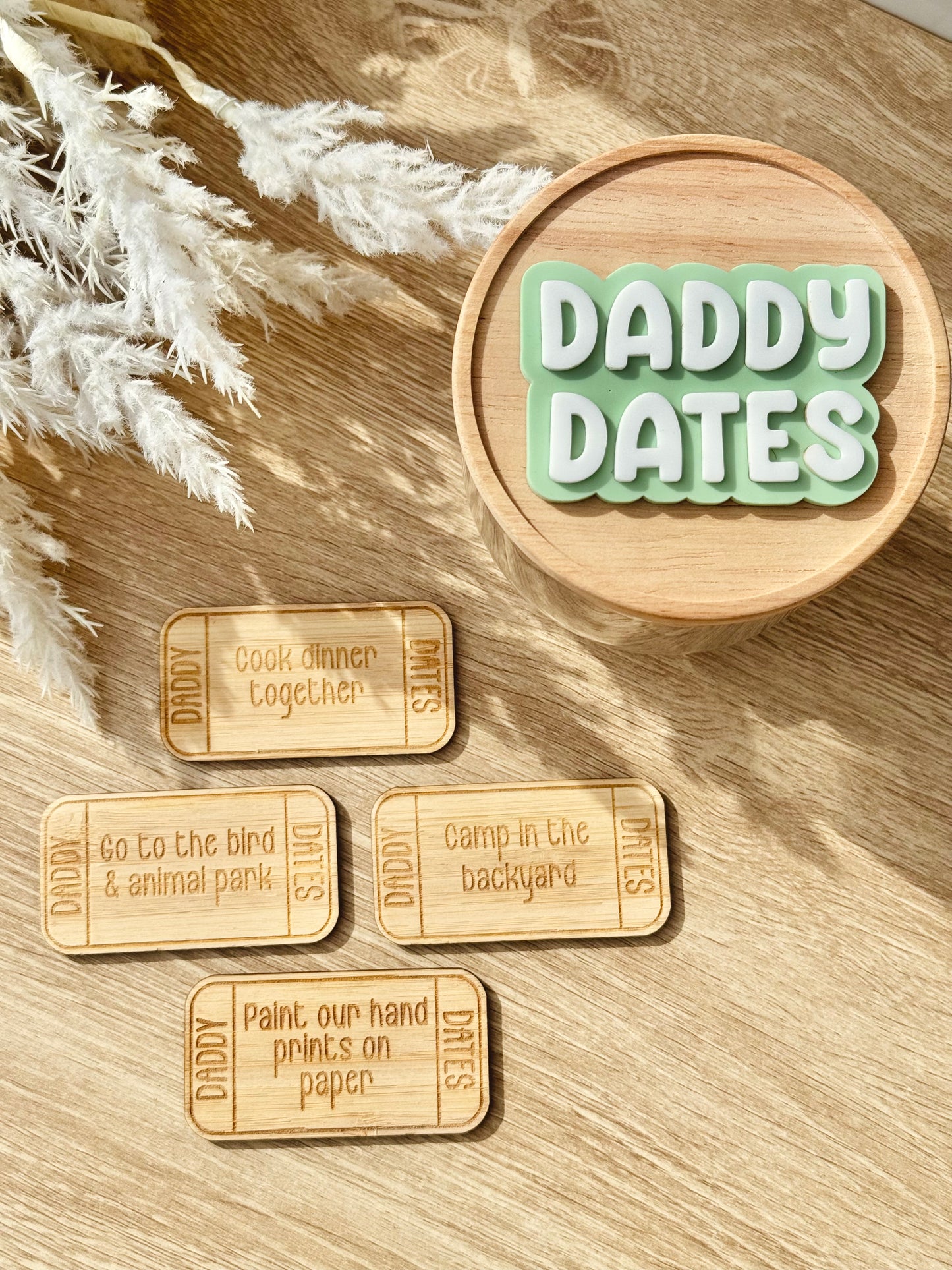 Daddy Dates Jar with tokens - Fathers Day Inspired