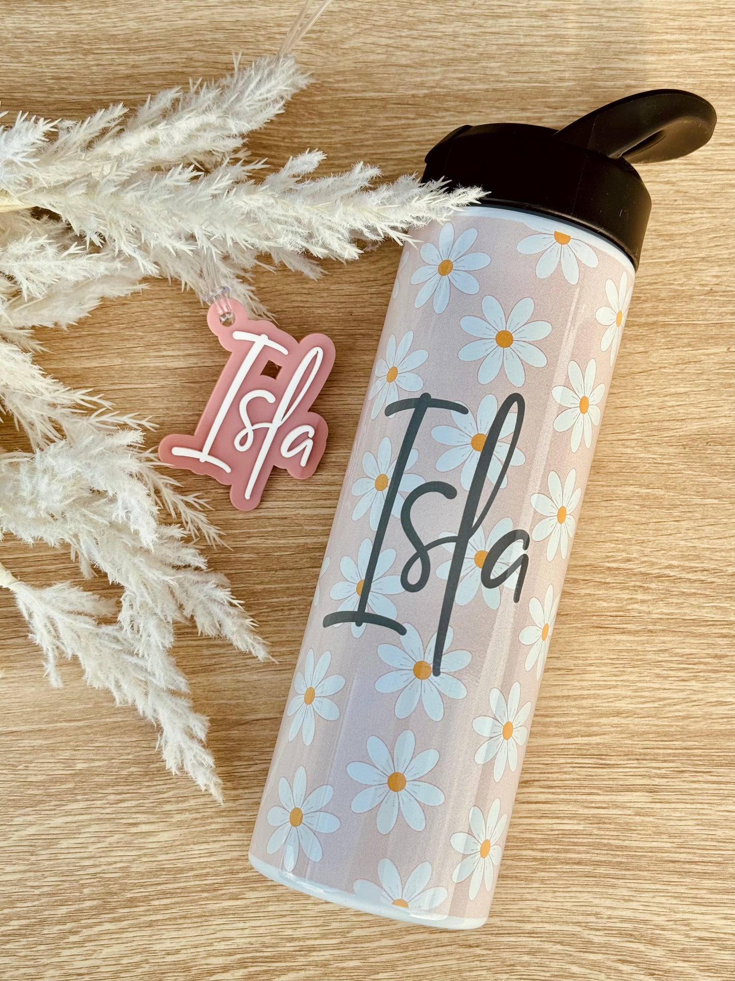 Personalised Drink Bottle and Matching Bag Tag Set