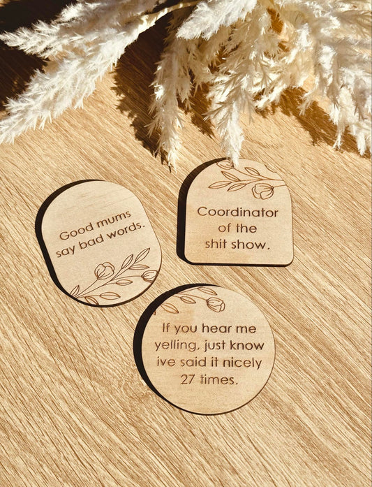 Mum Inspired Wooden Fridge Magnets 3pack