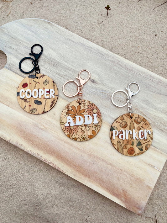 Kids Print Wooden Bag Tags